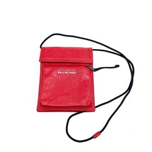 🚩steal Authentic Balenciaga Vibrant Red Pouch with Strap